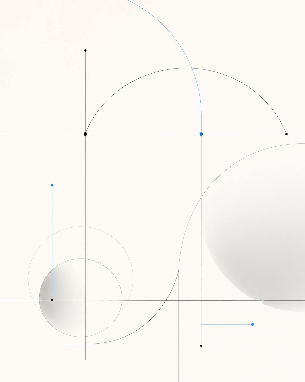 Abstract geometric composition of connected lines and structural forms